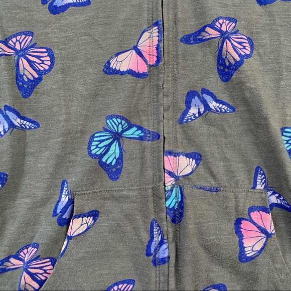 SO Authentic American Heritage Grey Butterfly Light Sweatshirt Hoodie Front Zip - Picture 4 of 10